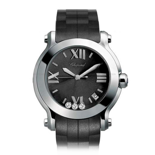 Chopard Happy Sport Black Rubber 3 Diamonds 278475-3014
