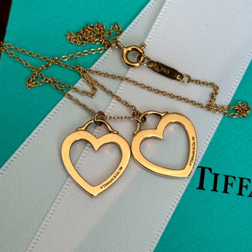 Подвеска Tiffany Double Hearts Gold Оригинал