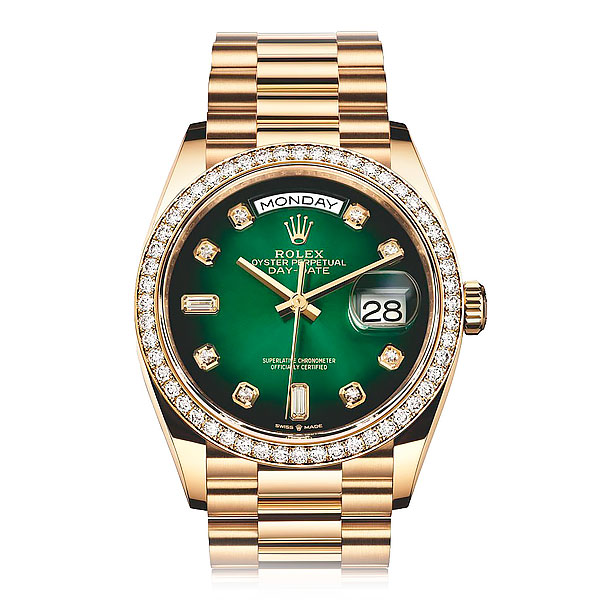 Rolex Day-Date 36 Yellow Gold Diamond Green ref: 18238